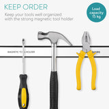 Navaris Set of 4 Magnetic Tool Holder Rack - 12 Inch Heavy Duty Garage Wall Holder Strip for Tools - Tool Bar with Magnet for Screwdriver, Wrench Navaris