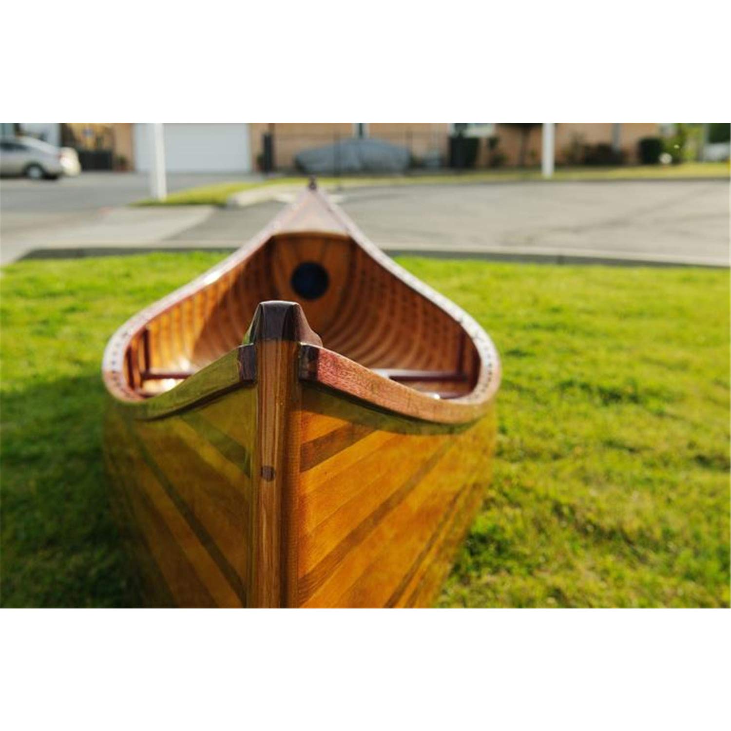 Wooden Canoe with Ribs Curved Bow, 10-Feet, Natural Wood for Display Wooden Boat USA