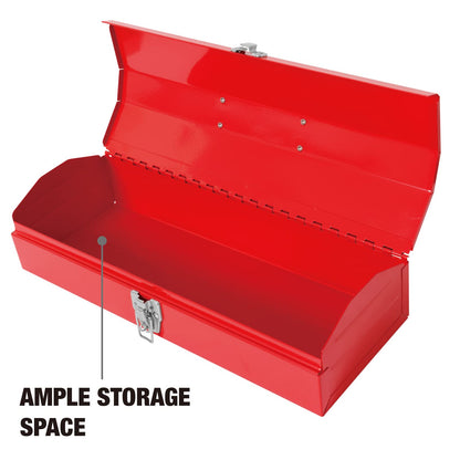 BIG RED ATB213R Torin 16" Portable Metal Tool Box Hip Roof Style Storage Organizer with Metal Latch Closure, Red