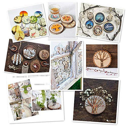 Wood Slices 30 Pcs 2.4-2.8 inches TICIOSH Craft Unfinished Wood kit Predrilled with Hole Wooden Circles for Arts Wood Slices Christmas Ornaments DIY