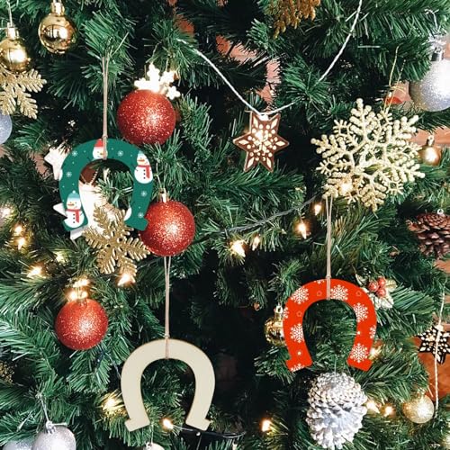 Honbay 24PCS Horseshoe Shaped Blank Unfinished Wood Discs Slices for DIY Crafts HONBAY