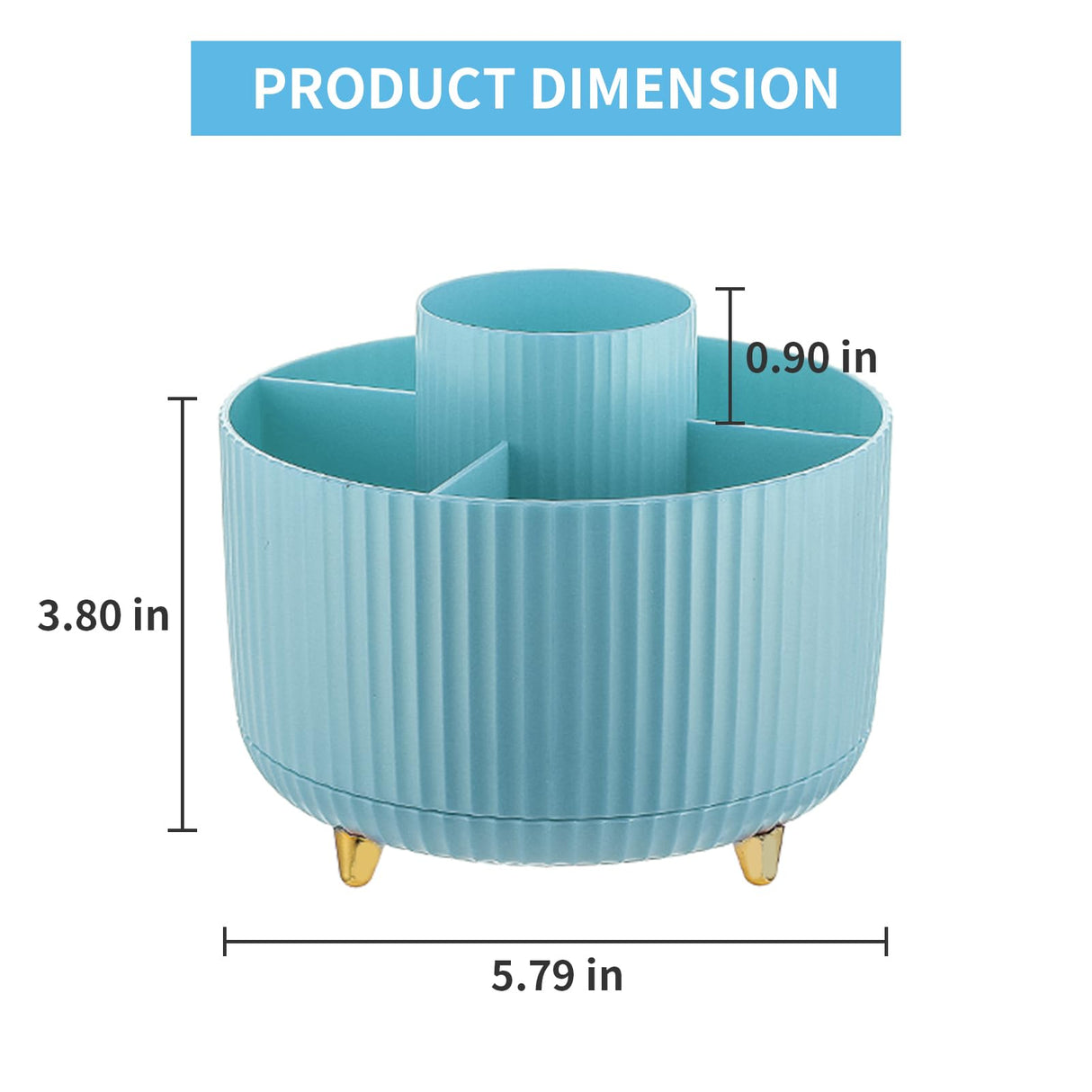 Marbrasse Desk Organizer, 360-Degree Rotating Pen Holder for Desk, Desk Organizers and Accessories with 5 Compartments Pencil Organizer, Art Supply Marbrasse