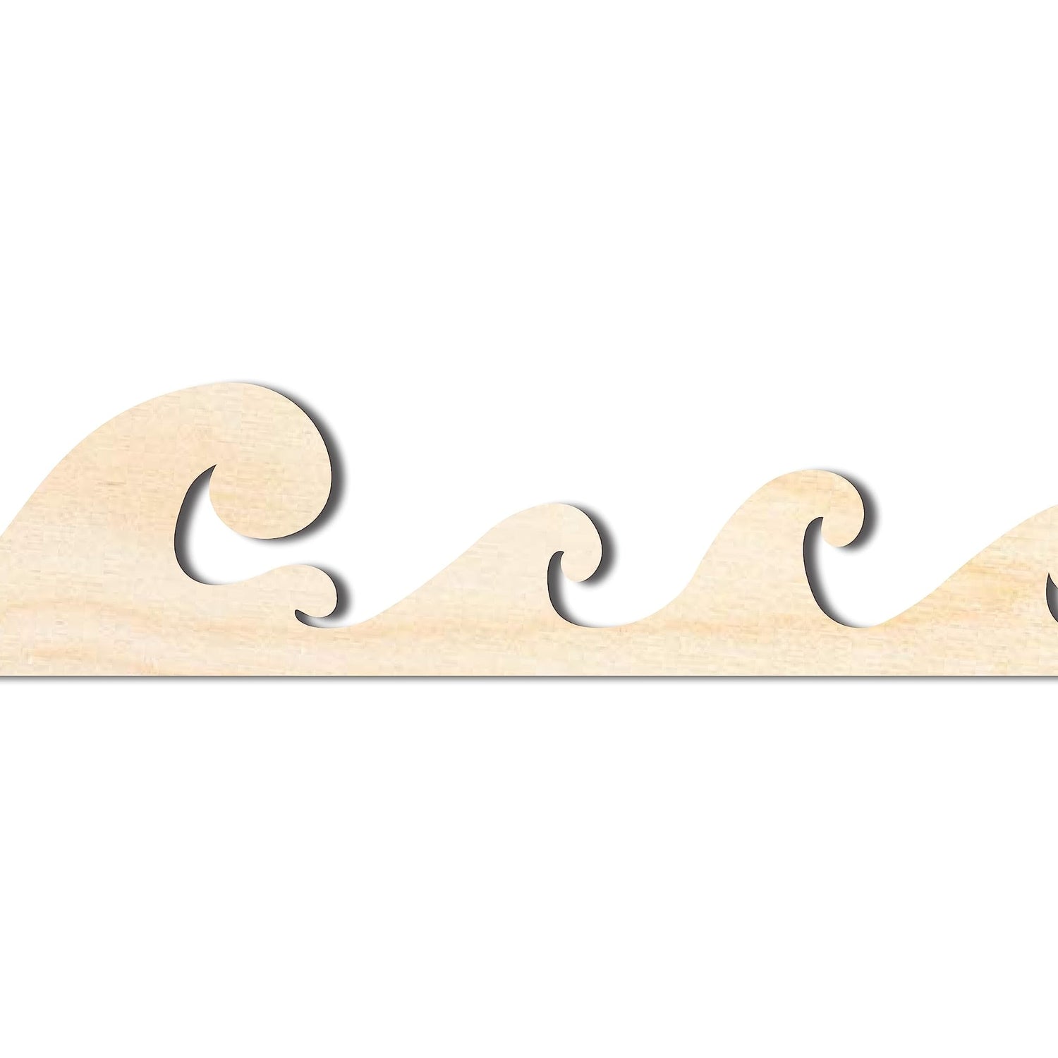 Unfinished Wood Ocean Wave Shape | Craft Cutout | up to 24" DIY 16" / 1/4" 24 Hour Crafts