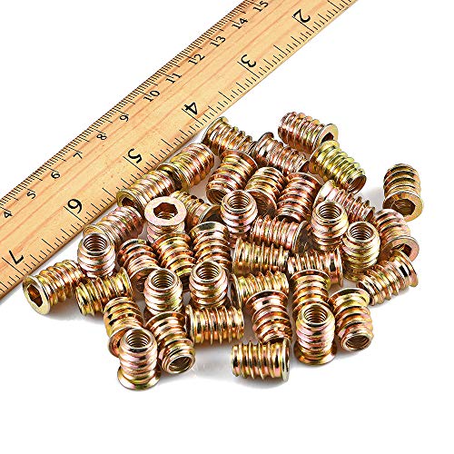 PGMJ 80 Pieces 1/4"-20 Wood Inserts Bolt Furniture Screw in Nut Threaded Fastener Connector Hex Socket Drive for Wood Furniture Assortment (1/4"-20 PGMJ
