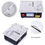 Mini Table Saw for Crafts S3 Portable Precision Table Saw,96W mini Desktop Electric Saw 7 Speed Adjustable,DIY Model Crafts Cutting Tool with 4 Jargrovs