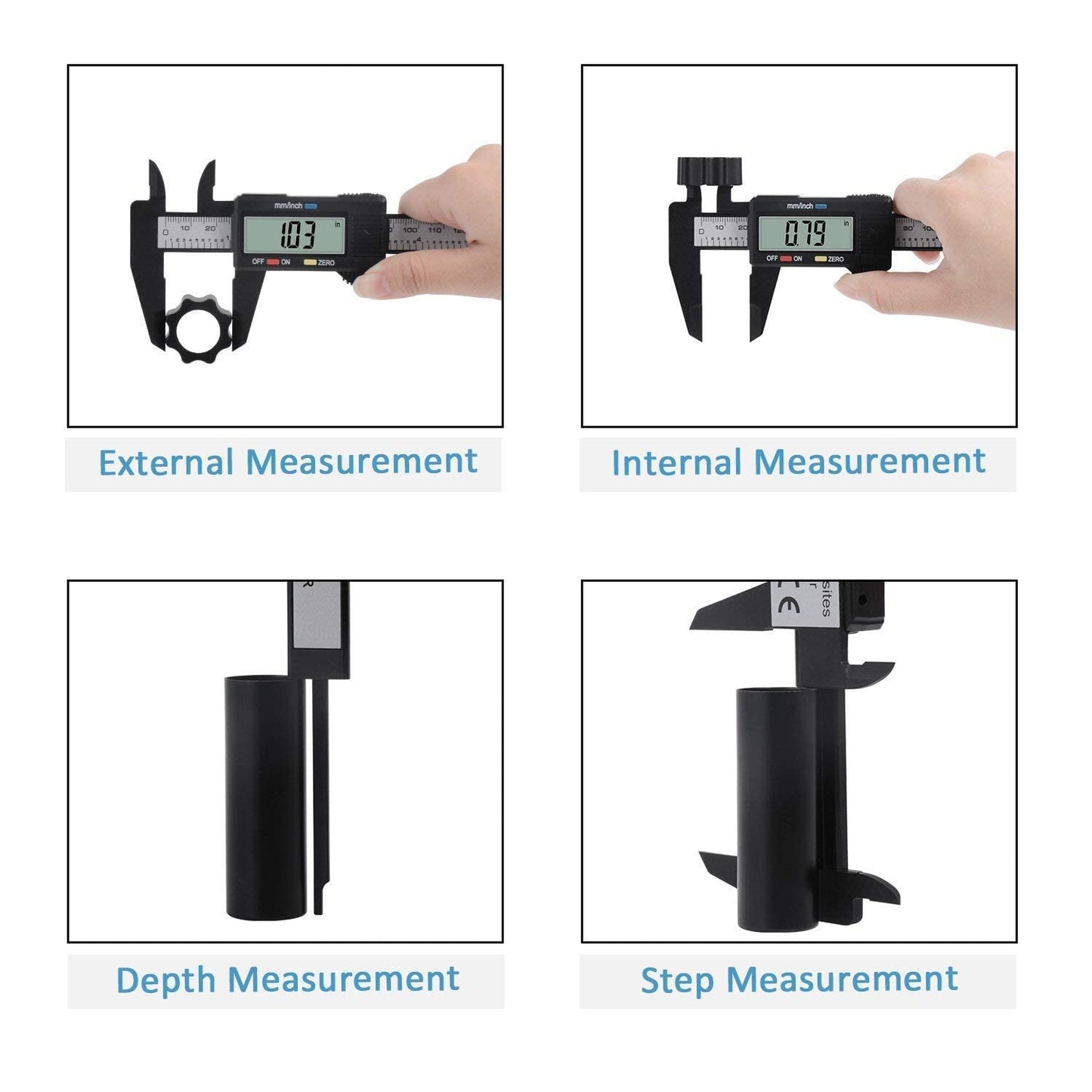 Digital Caliper, Adoric 0-6" Calipers Measuring Tool - Electronic Micrometer Caliper with Large LCD Screen, Auto-Off Feature, Inch and Millimeter - WoodArtSupply