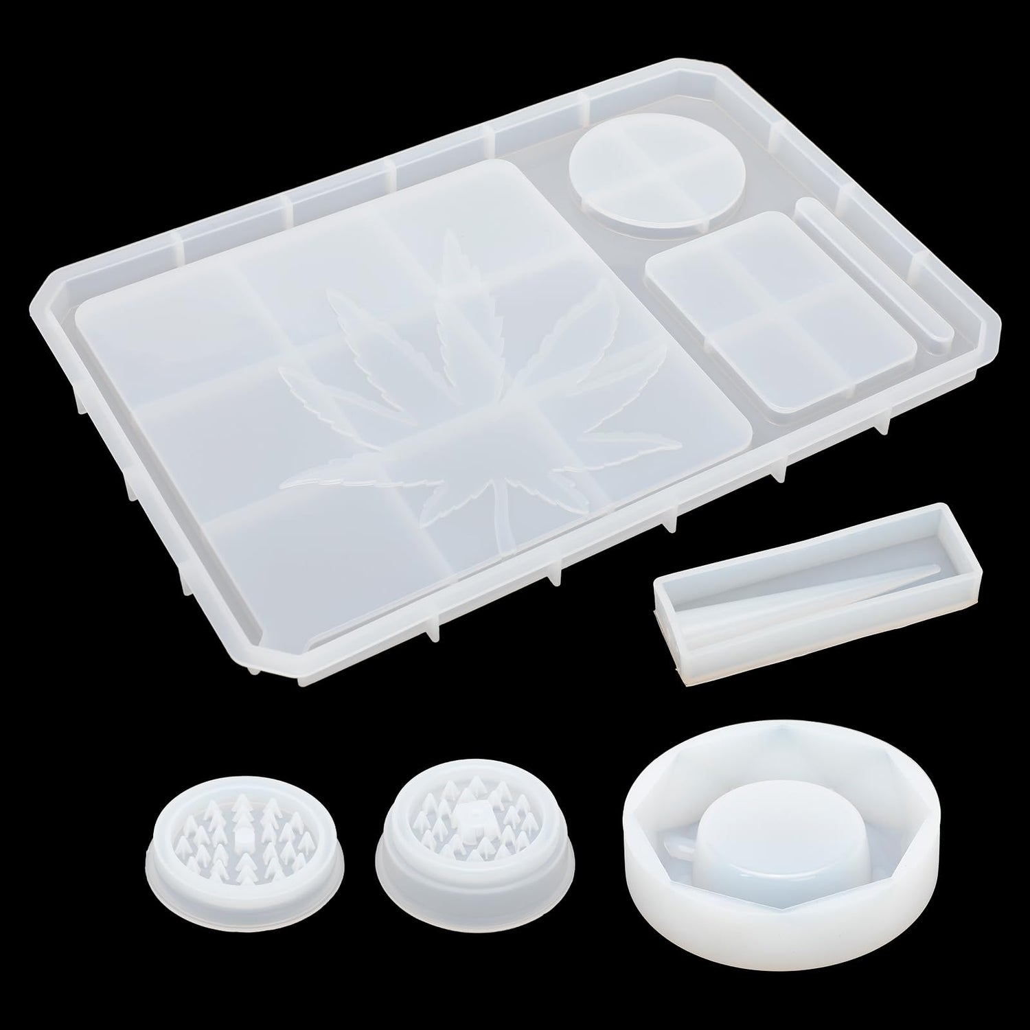 5 PCS Rolling Tray Mold for Resin Grinder Mold for Grind and Storage Large DIY Silicone Molds Kit for Epoxy Resin Casting Darunfa