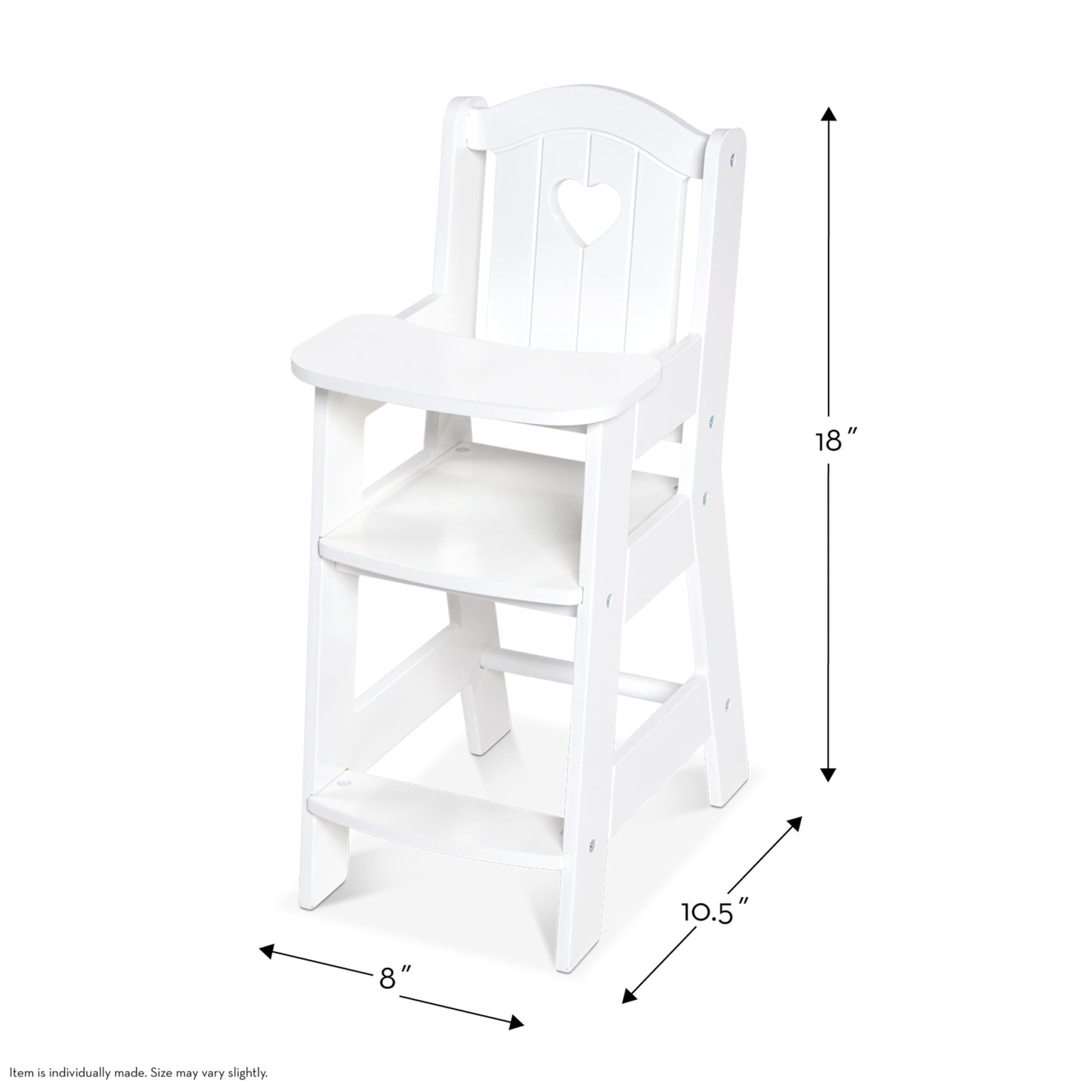 Melissa & Doug Play High Chair - Pretend Play High Chair Baby Doll Accessories,White - WoodArtSupply