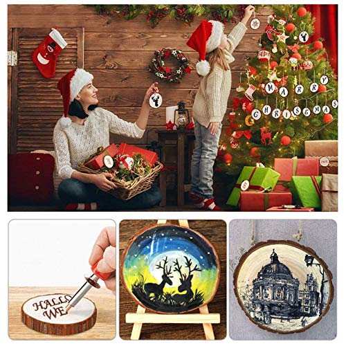 CertBuy 50 Pcs Natural Wood Slices 4 Inches, Undrilled Round Wood Tree Slices, Crafts Wooden Circles with Bark for Wedding Centerpiece, DIY Projects, CertBuy