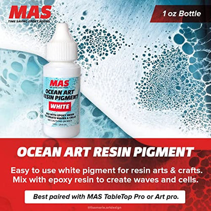 MAS Epoxies Resin Ocean Art White Pigment, 1 oz, Epoxy Resin Dye for Ocean Waves and Water Effects - WoodArtSupply