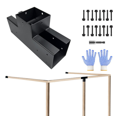 VoTwoofv Pergola Bracket kit 4x4,3-Way T-Shaped Bracket Woodworks Pergola kit for Wood Beam (Actual: 3.5" x3.5'') Outdoor Gazebos,Patio Pergolas,Log VoTwoofv
