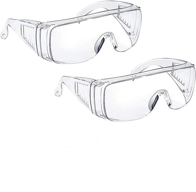 Safety Glasses (2 Pack) Anti Fog & Shattered Proof, ANSI Z87.1 & EN 166 UV Resistant Protective Eyewear Safety Goggles, Wide Frame Eye Shield Goggles