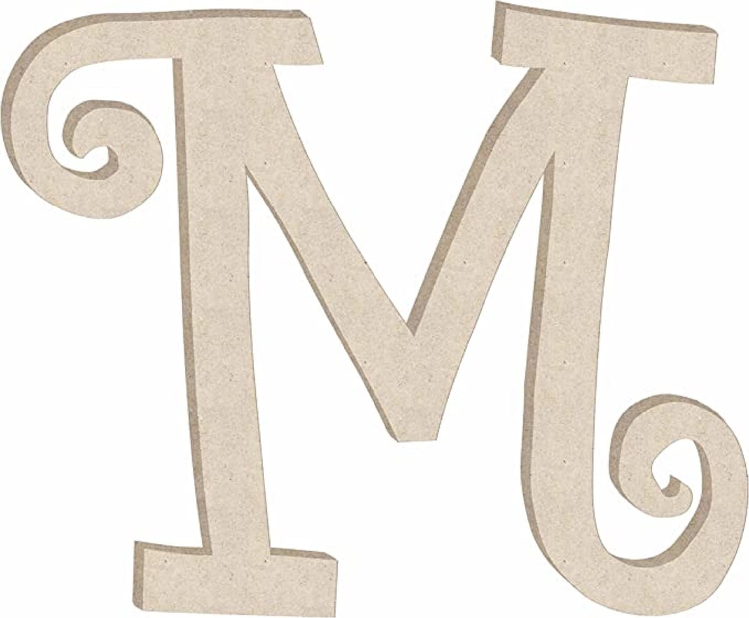 Small 2 Inch Wooden Letter Curlz M Craft, Unfinished Girl Alphabet Cutout Decor, Paintable Kid ABC Shape, DIY NEXTCraft