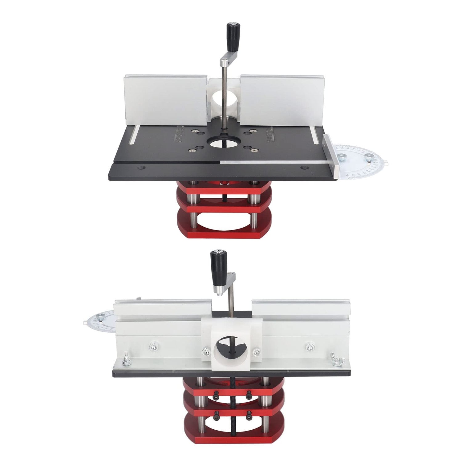 Router Lift Kit, Woodworking Table Base Plate Router Lift with Top Plate Router Lifting Base Slotting Trimming Chamfering Table Top for Engraving, POCREATION