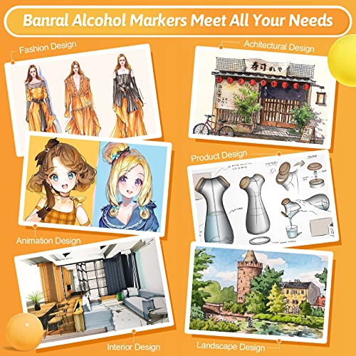 Banral 180 Colors Alcohol Markers Set, Dual Tip Alcohol Based Markers, Art  Markers Pens for Artists Kids Adult Coloring, Permanent Illustration Sketch