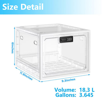 Lockable Storage Box, Closet Storage Box for Clothes, Food, Medication, Phone Safety, Medication Lock Box for Kitchen, Home, Office, Clear 11.9 * 9.3