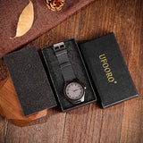 UFOORO Fathers Day Engraved Wooden Watches for Men,Gifts for Husband at Wedding Anniversary, Natural Wood Custom Watch for Him Birthday UFOORO