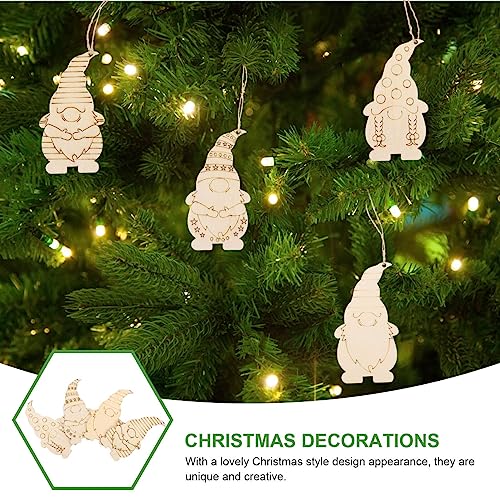 Wood Planks 40pcs Wooden Blank Elf Gnome Slice Unfinished Gnome Slices Hanging Elf Gnome Cutouts for Christmas Home Wall Decoration Gnome Wooden MAGICLULU