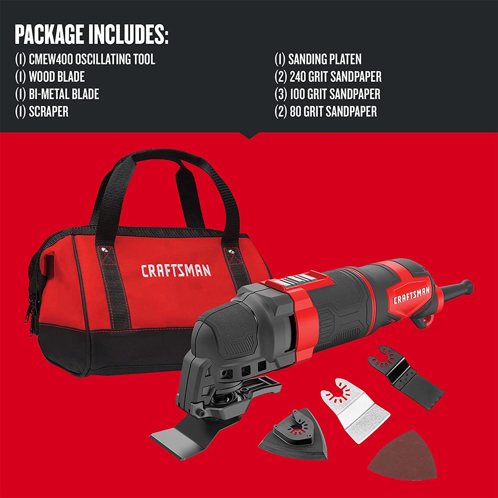 CRAFTSMAN Oscillating Tool Kit, 3-Amp, 14-Pieces, Corded (CMEW400) Craftsman