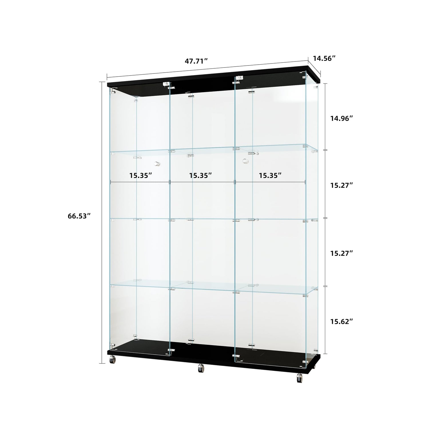 HomVent Modern 4-Shelf Glass Display Cabinet with Lock and Doors for Collectibles and Decorative Items HomVent