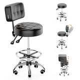 YJHome Rolling Stool, Rolling Stools with Wheels Foot Rest, Backrest Adjustable Height, Heavy Duty 400lbs Weight Capacity, Salon Spa Tattoo Massage YJHome