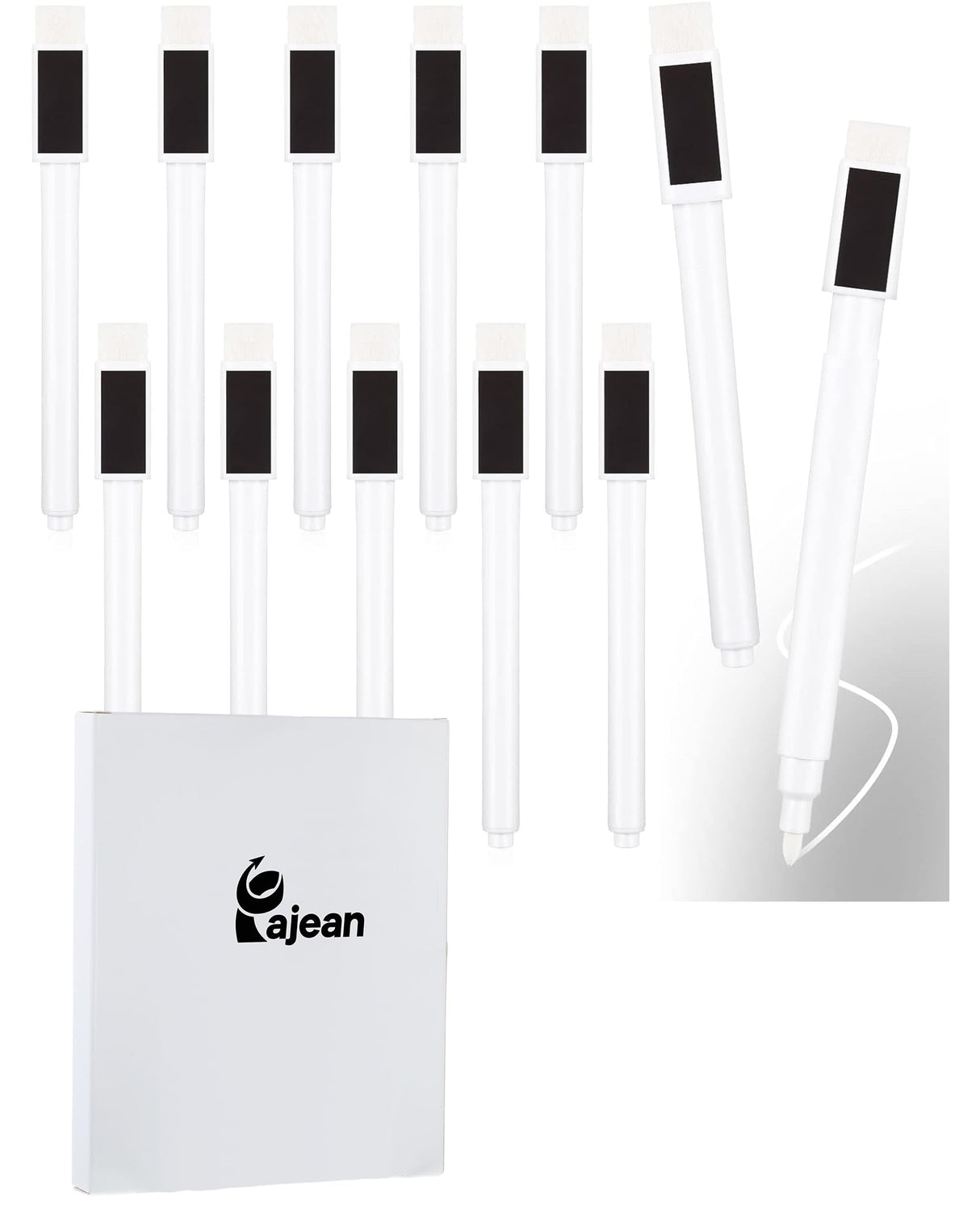 12 Pack Fine Tip Dry Erase Magnetic Markers with Eraser Cap, Magnetic Dry Erase Liquid Chalk Markers Pen Whiteboard Markers for School Office Home Pajean
