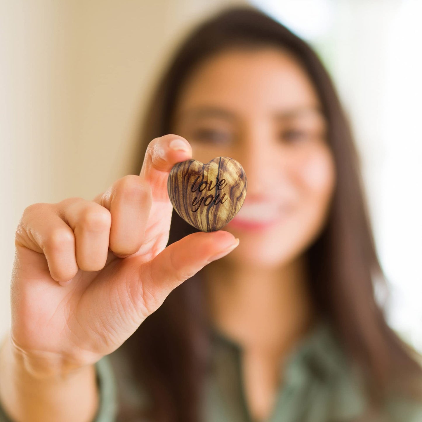 Carved Wooden Heart Shape Gifts - Love You - Engraved Olive Wood with Bamboo Stand - 5 Year Wooden for Her or Him - Christmas, Valentine's Day, - WoodArtSupply