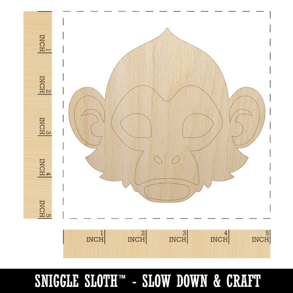 Capuchin Monkey Head Unfinished Wood Shape Piece Cutout for DIY Craft Projects - 1/4 Inch Thick - 4.70 Inch Size Sniggle Sloth