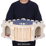 Large Guinea Pig Castle, Natural Wood Rabbit House with Ladder and Hay Feeder, Small Animal Hideout for Rabbit Guinea Pig Hedgehog Chinchilla YKD