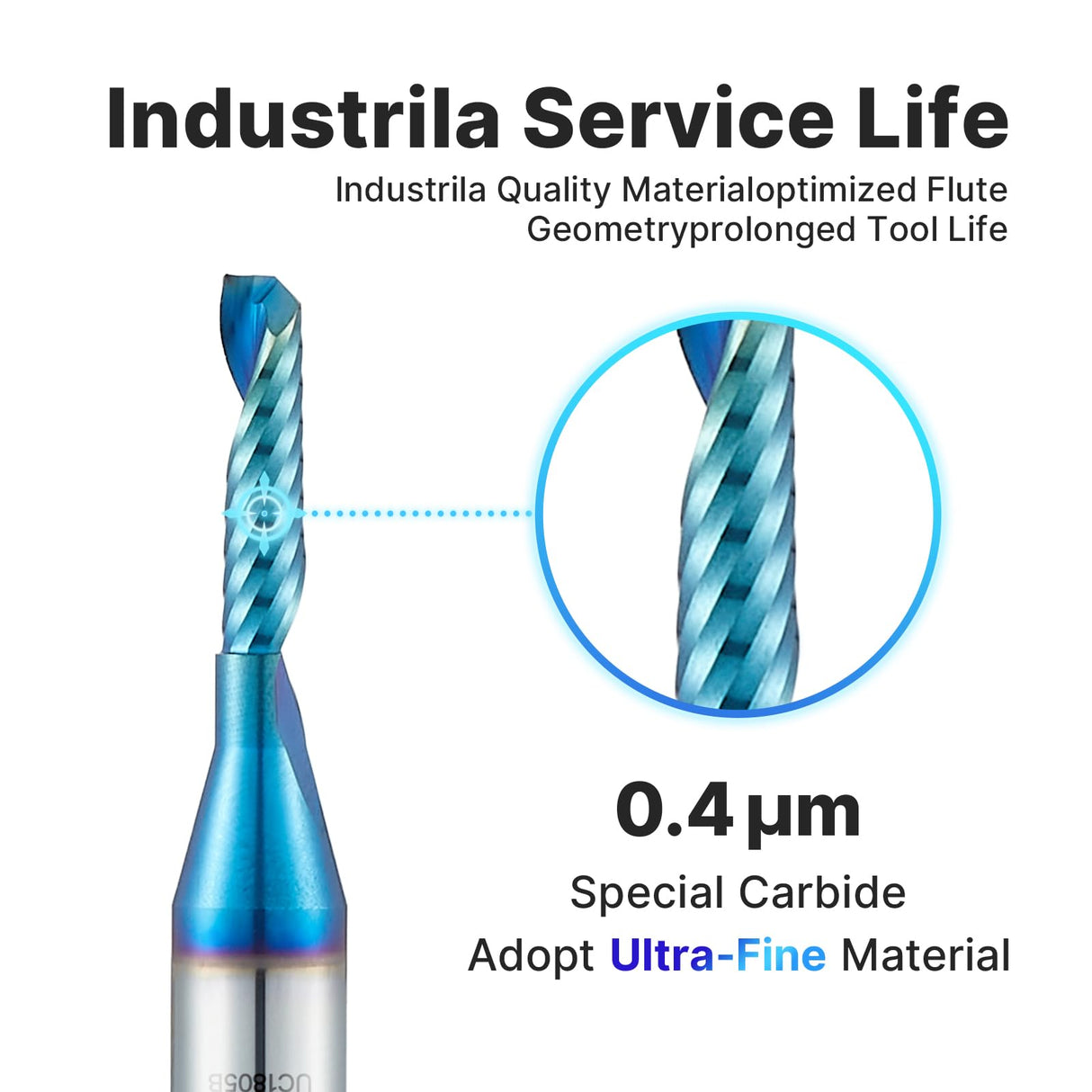 Turnextte O Flute Spiral Router Bit for CNC, 1/8 inch Cutting Diameter, 1/2 inch Cutting Length, 1/4 inch Shank with Nano Coated Carbide Single Flute Turnextte