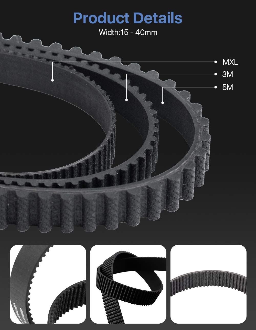 Cloudray 10M HTD Open-Ended Timing Belt Width 15mm (0.6") for CNC CO2 Laser Engraver Stepper Motor Pack of 10Meters Cloudray