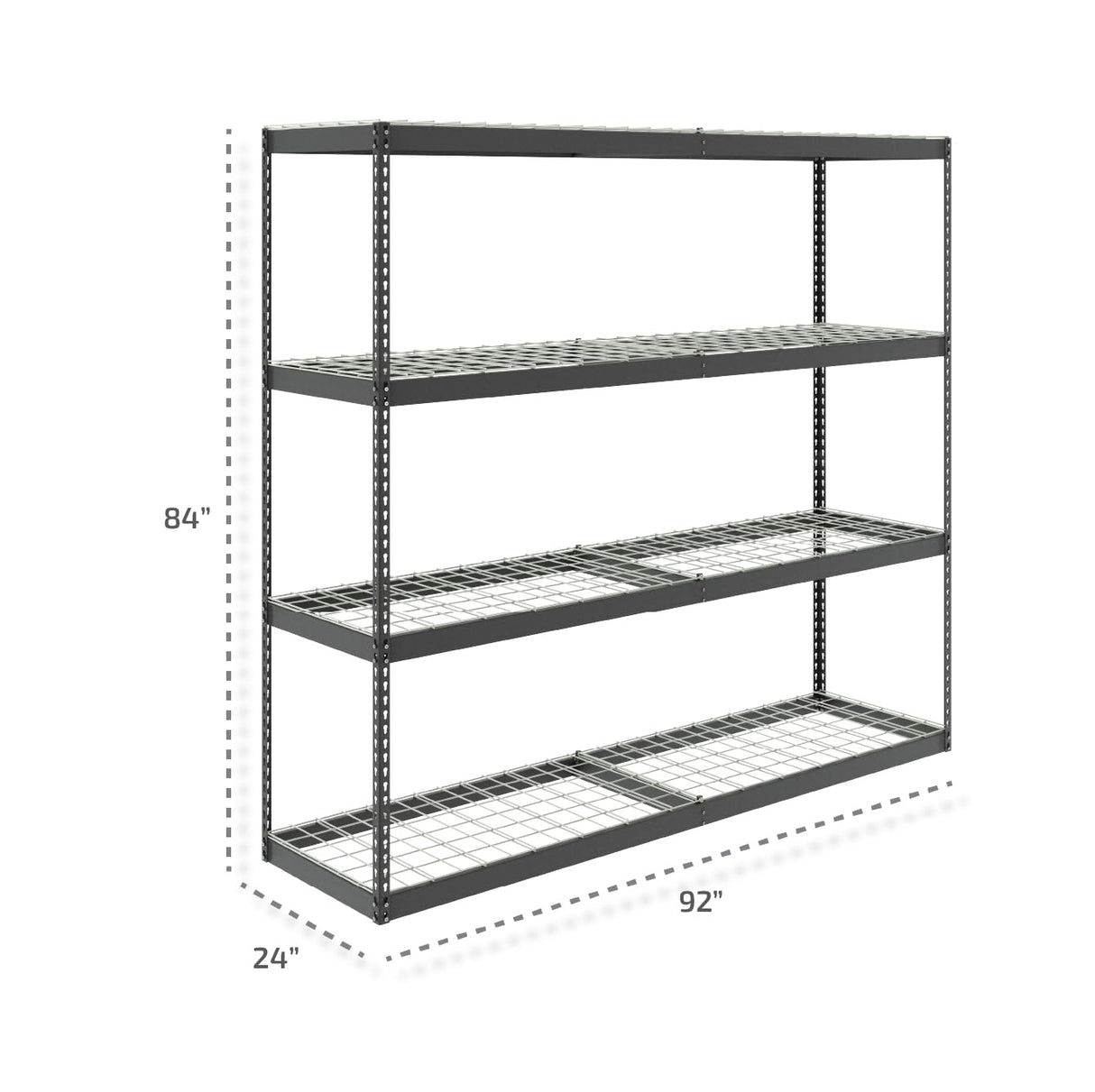 MonsterRax Heavy Duty Garage Shelving - 24" x 92" x 84" - 500 lbs/Shelf - Adjustable 4 Tier Metal Utility Shelves - High Grade Steel Storage Rack for MonsterRAX Storage Solutions