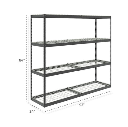 MonsterRax Heavy Duty Garage Shelving - 24" x 92" x 84" - 500 lbs/Shelf - Adjustable 4 Tier Metal Utility Shelves - High Grade Steel Storage Rack for - WoodArtSupply