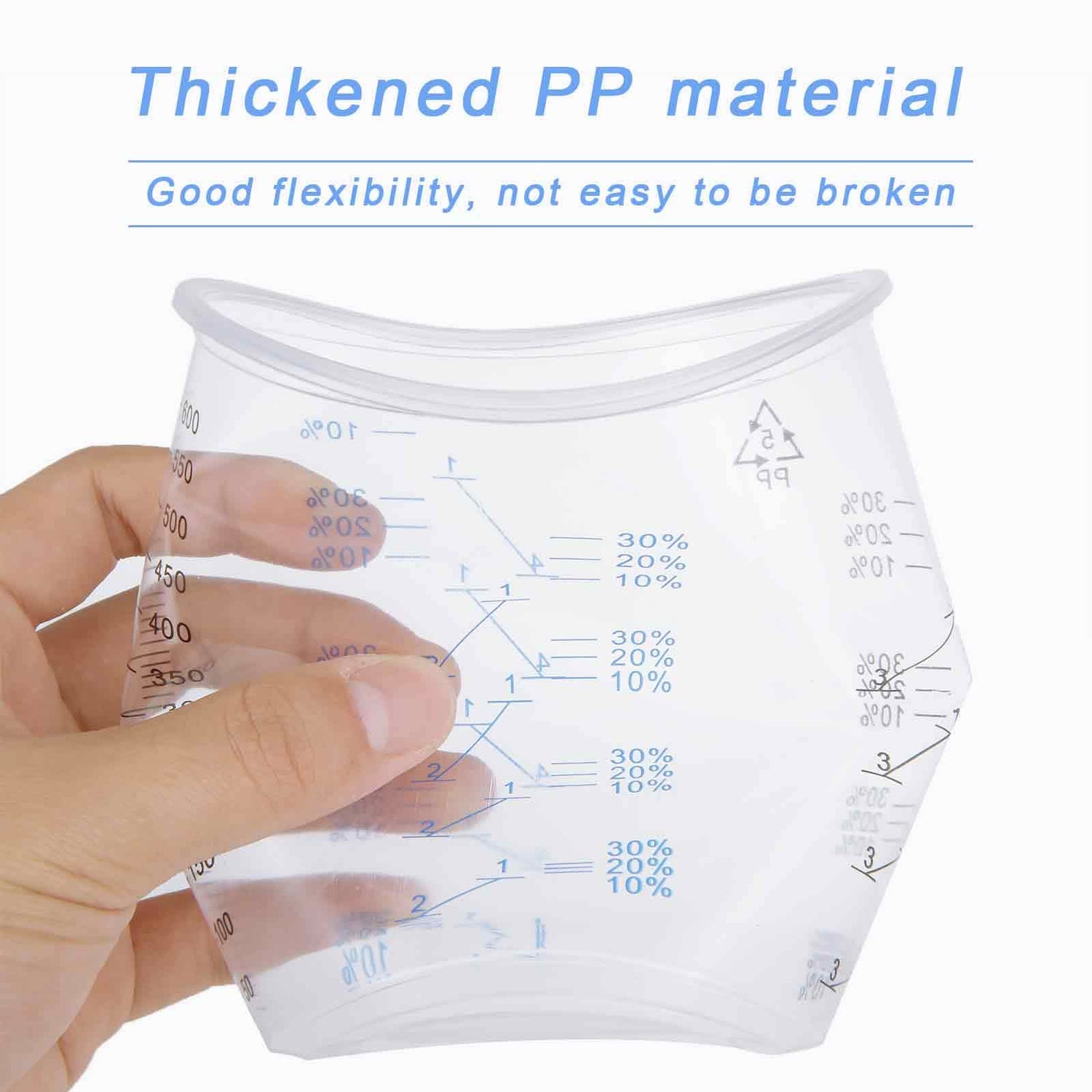 Oungy 100PCS Plastic Mixing Cups for Epoxy Resin 20oz(600ml) with 100pcs Mixing Sticks, Graduated Plastic Measuring Cups for Mixing Resin Painting Oungy