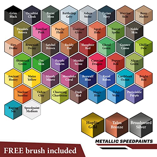 The Army Painter Speedpaint Mega Set 2.0+ - 50x18ml Speedpaint Set with 42 Colors, 3 Metallics, Medium, Mixing Balls, Brush, Guide - WoodArtSupply