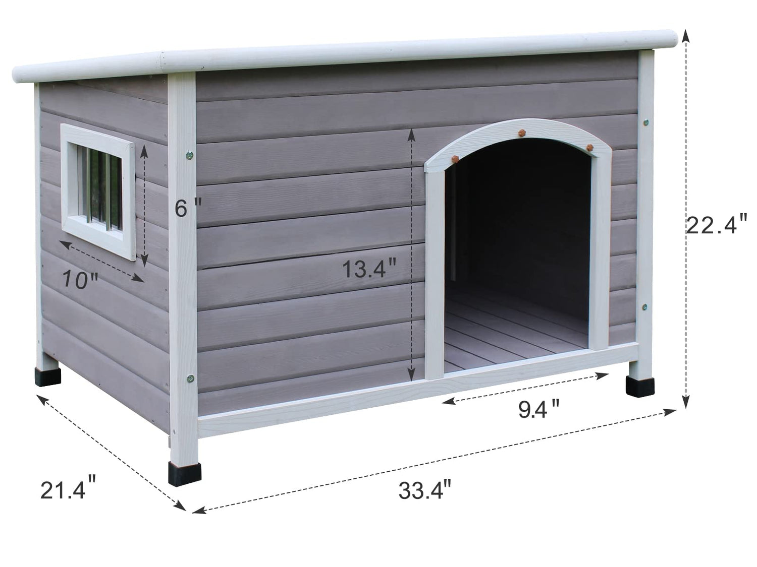 33.4" Wood Dog Houses Outdoor, Weatherproof Dog Houses Outside with Door Cute Wooden Rockever