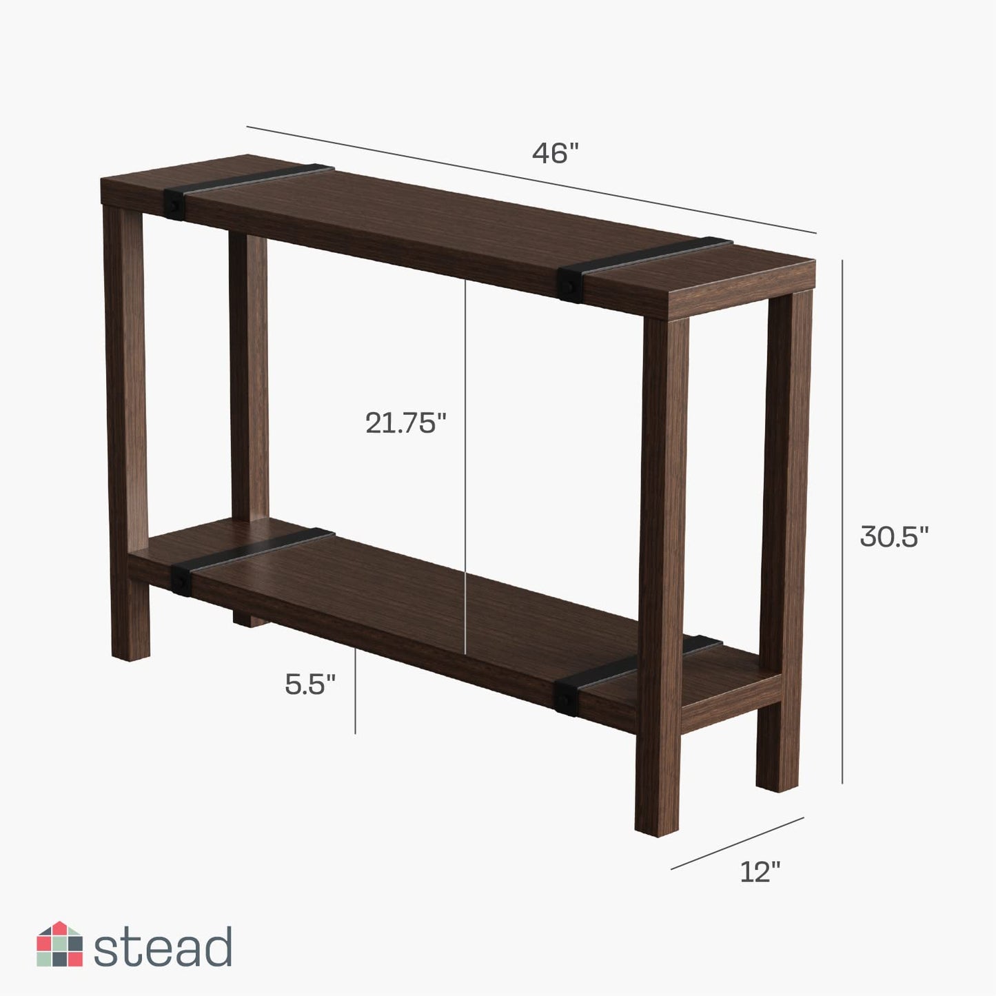 Modern Farmhouse Wood Entryway Table – Skinny Console Table with Storage – Entry Table with Metal Details - Narrow Sofa Table - Living Room Furniture