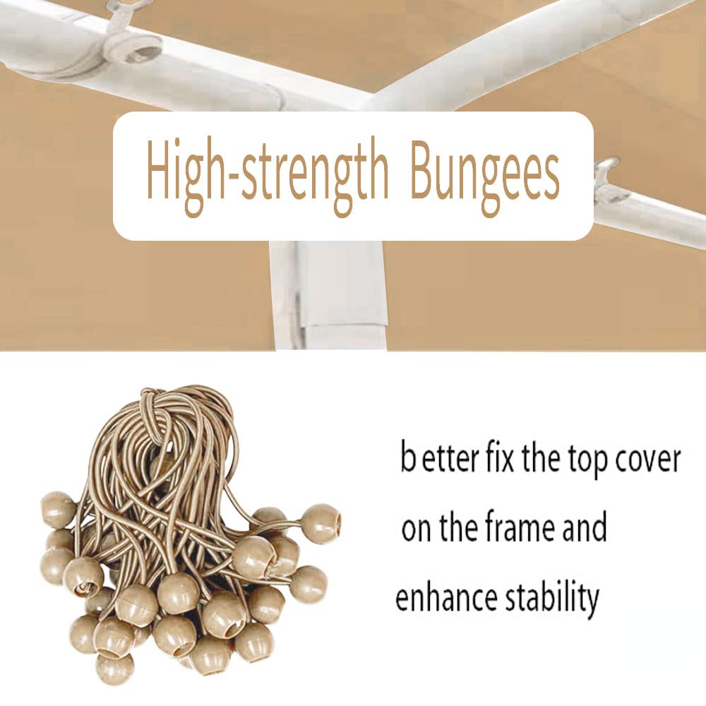 Rutile 12'x20' Carport Canopy ONLY Tent Garage Replacement Top Tarp Car Shelter Cover w/Ball Bungees Beige (Only Top Cover, Frame is not Included) WoodArtSupply