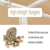 Rutile 12'x20' Carport Canopy ONLY Tent Garage Replacement Top Tarp Car Shelter Cover w/Ball Bungees Beige (Only Top Cover, Frame is not Included) WoodArtSupply