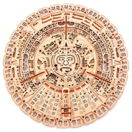 Wood Trick Mayan Wall Calendar 3D Wooden Puzzles for Adults and Kids to Build - 16" - Wooden Model Kit - Aztec Calendar Wood Trick