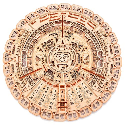 Wood Trick Mayan Wall Calendar 3D Wooden Puzzles for Adults and Kids to Build - 16" - Wooden Model Kit - Aztec Calendar