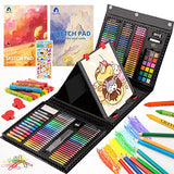 Art Supplies, 240-Piece Art Set Crafts Drawing Kits with Double Sided Trifold Easel, Includes Sketch Pads, Oil Pastels, Crayons, Colored Pencils, VigorFun