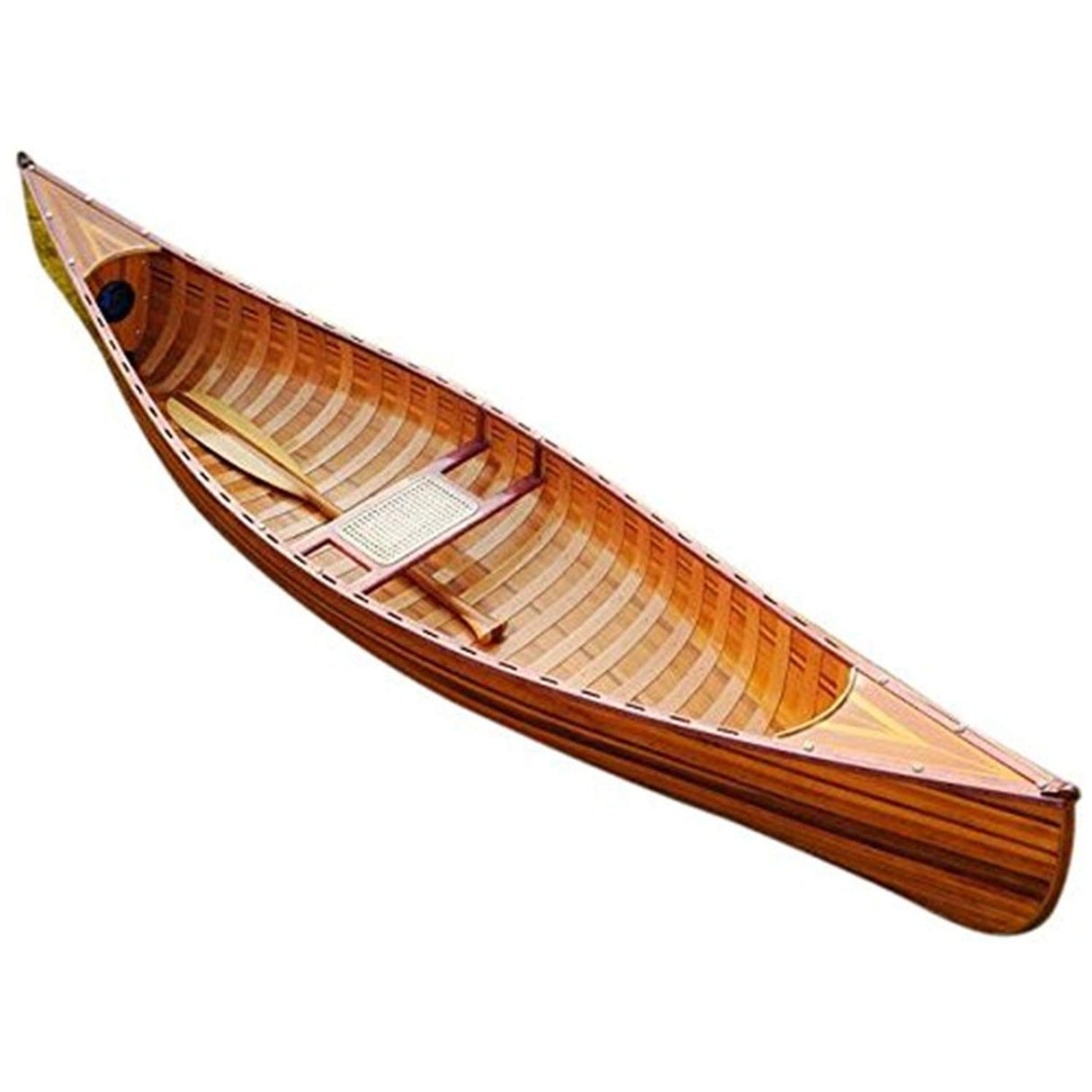 Wooden Canoe with Ribs Curved Bow, 10-Feet, Natural Wood for Display Wooden Boat USA