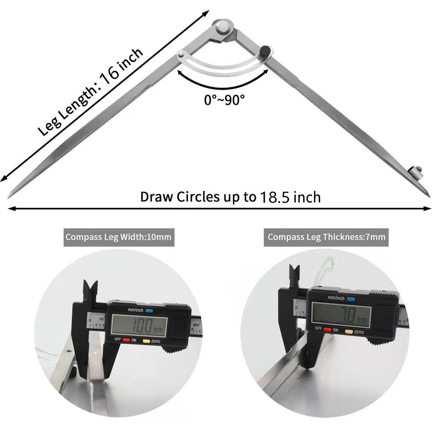 Compass for Geometry, Compass for Woodworking, 16 inch Precision Woodworking Compass with Wing Divider and Pencil Holder, Large Compass for Geometry, SZHRXC