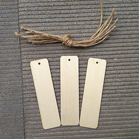 JANOU Rectangle Wood Crafts DIY Blank Hanging Gift Tags Ornaments with Ropes Wedding Birthday Party Decoration Pack 20pcs JANOU