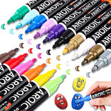 AROIC Paint Pens Paint Markers, 16 colors Oil-Based Waterproof Paint Marker Pen Set On Rock, Wood, Fabric, Metal, Plastic, Glass, Canvas, Mugs, AROIC