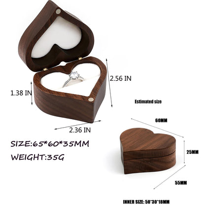 JYCMMFC Ring Box, Personalized Wooden Ring Box Mini Engagement Ring Holder Box, Heart-shaped Wedding Ring Box for Ring, Elegant and Retro Ring Holder - WoodArtSupply