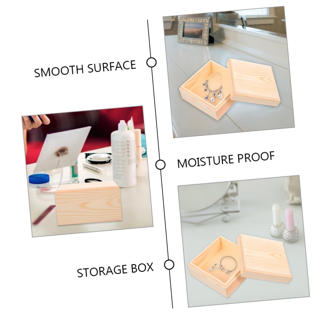 VOSAREA Box Square Wooden Storage Box Jewelry Cases Wooden Container Wooden Jewelry Holder Vintage Trinket Organizer Wood Chest Trunk Unfinished Case VOSAREA