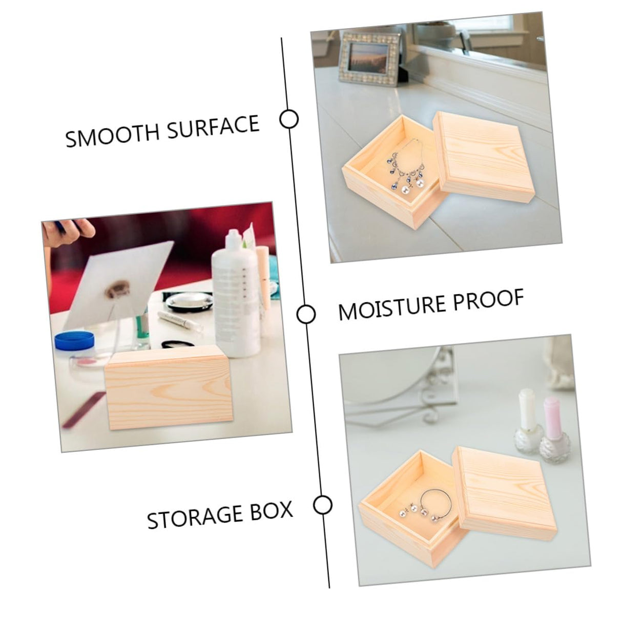 VOSAREA Box Square Wooden Storage Box Jewelry Cases Wooden Container Wooden Jewelry Holder Vintage Trinket Organizer Wood Chest Trunk Unfinished Case VOSAREA