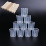 60 Pcs Plastic Graduated Cups 30ml/ 1ounce Transparent Scale Cups Epoxy Mixing Cups, with 50 Pack Wooden Stirring Sticks for Mixing Paint, Stain, Muluo